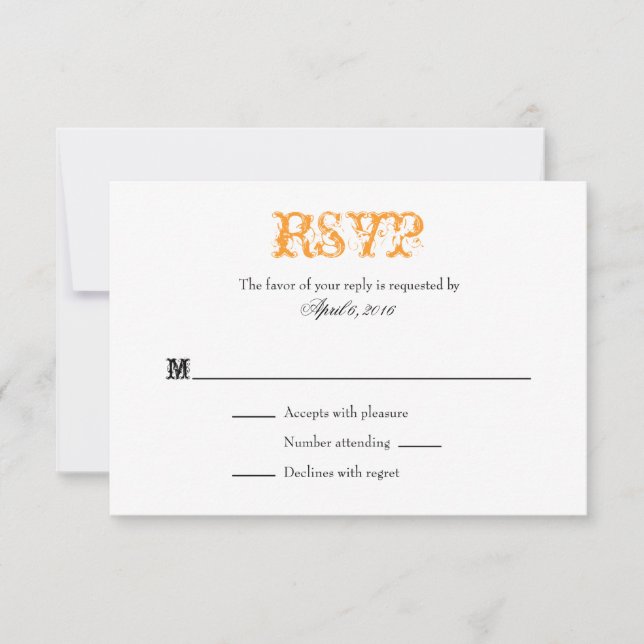 Orange White Schlicht Simple Wedding RSVP Cards (Vorderseite)