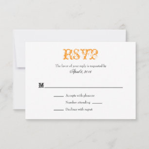 Orange White Schlicht Simple Wedding RSVP Cards