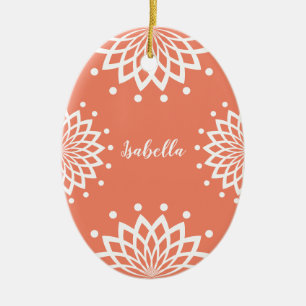Orange White Simple Vintag Oaster personalisierbar Keramik Ornament