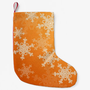 Orange White Snowflakes Minimalistisch Weihnachten Kleiner Weihnachtsstrumpf