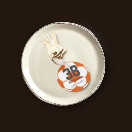 Orange White Soccer Ball Team Player ・ Custom Schlüsselanhänger