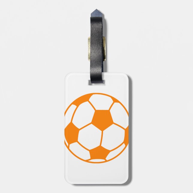 Orange & White Soccer Gepäckanhänger (Rückseite vertikal)