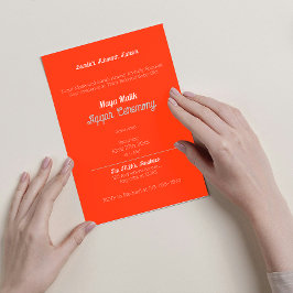 Orange White Solid Color Schlicht, Aqiqah Baby Dus Einladung