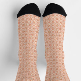 Orange & White Tatreez Henna Thobe Muster Socken