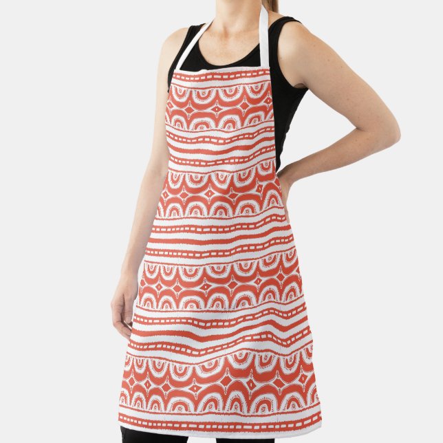 Orange White Tribal Pattern African Schürze (InSitu)