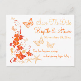 Orange White Tropical Beach Save the Date Postcard Ankündigungspostkarte