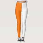 Orange White Two Tone Split Halbdesign Leggings<br><div class="desc">Orange und Weiß Zweifarbige,  halbseitig gespaltene Leggings. #colorsplit #leggins #colorsplitegins #twotoneleggins</div>