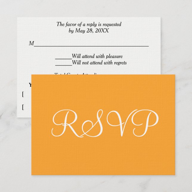 Orange White Wedding RSVP Karte (Vorne/Hinten)