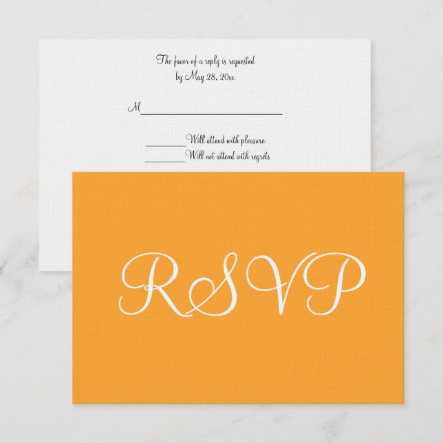 Orange White Wedding RSVP Karte (Vorne/Hinten)