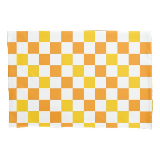 Orange White Yellow Checkered Pattern Design  Kissenbezug (Vorderseite)