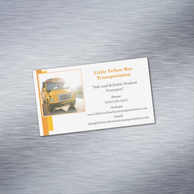 Orange White Yellow School Busfahrer Magnetische Visitenkarte (Beispiel)