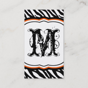 Orange White Zebra Print Pattern Business Card Visitenkarte