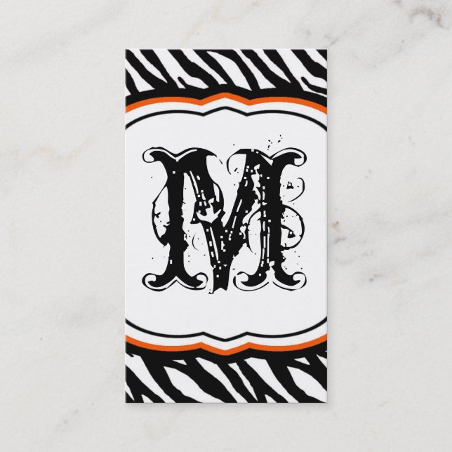 Orange White Zebra Print Pattern Business Card Visitenkarte (Vorderseite)