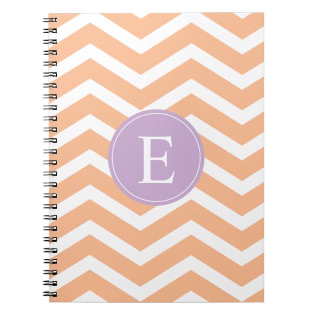 Orange White Zickzack Lila Monogram Notizblock (Vorderseite)