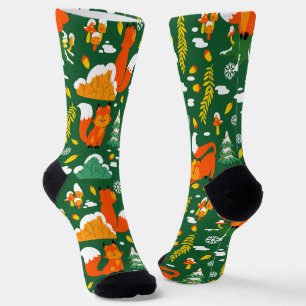 Orange Wild Herbst Winter Forest Fox Socken