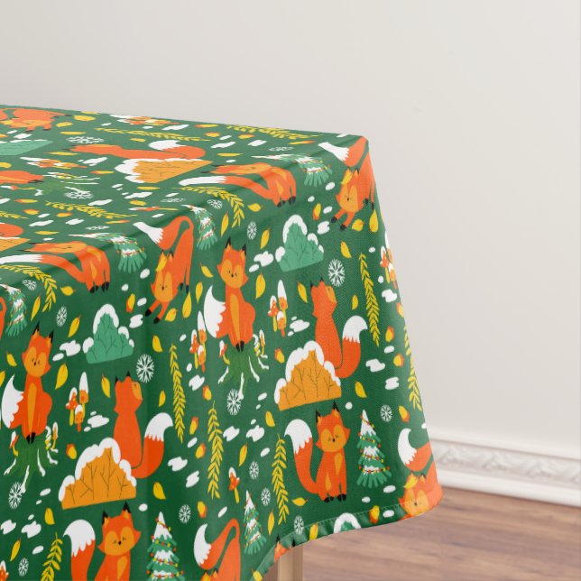 Orange Wild Herbst Winter Forest Fox Tischdecke (Beispiel)