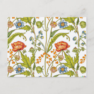 Orange Wildblumen Blau & Weiße Blume Neue Adresse Postkarte