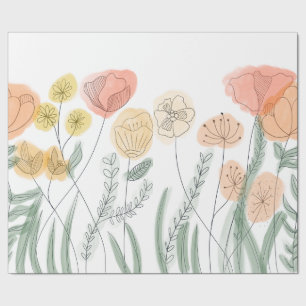 Orange Wildblumen Geschenkpapier