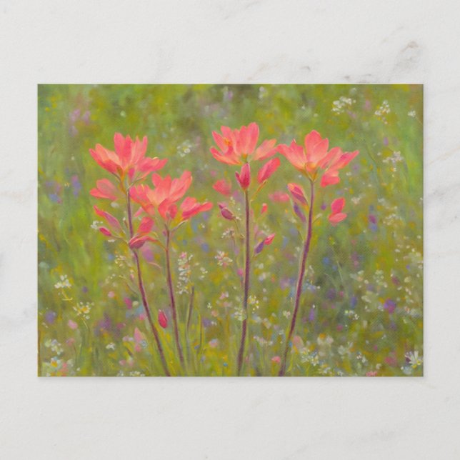 Orange Wildblumen Indische Pinselstriche Postkarte (Vorderseite)