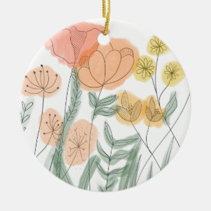 Orange Wildblumen Keramik Ornament