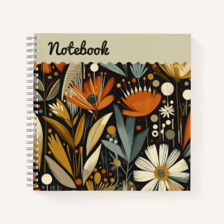 Orange Wildblumen oberstes Label Folk Bloom Notizbuch