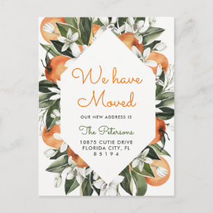 Orange wir bewegen Ankündigung Postkarte verschobe