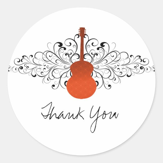 Orange Wirbel Guitar Danke Stickers (Vorderseite)