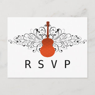 Orange Wirbel Guitar UAWG Postcard Einladungspostkarte