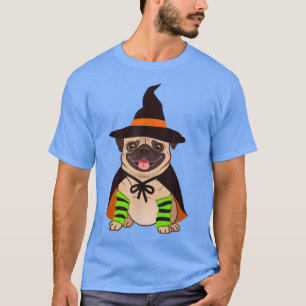 Orange Witz Mops Niedlich Hund Halloween Kostüm Pu T-Shirt
