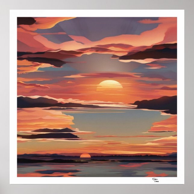 Orange Wolken Poster (Vorne)