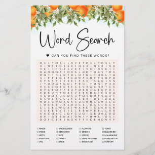Orange Word Search Game Brautparty Card