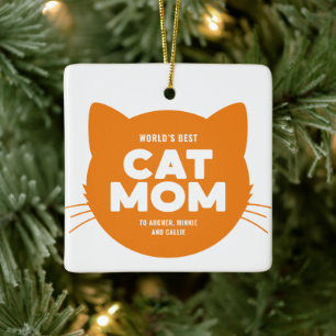 Orange World's Best Cat Mama Keramikornament