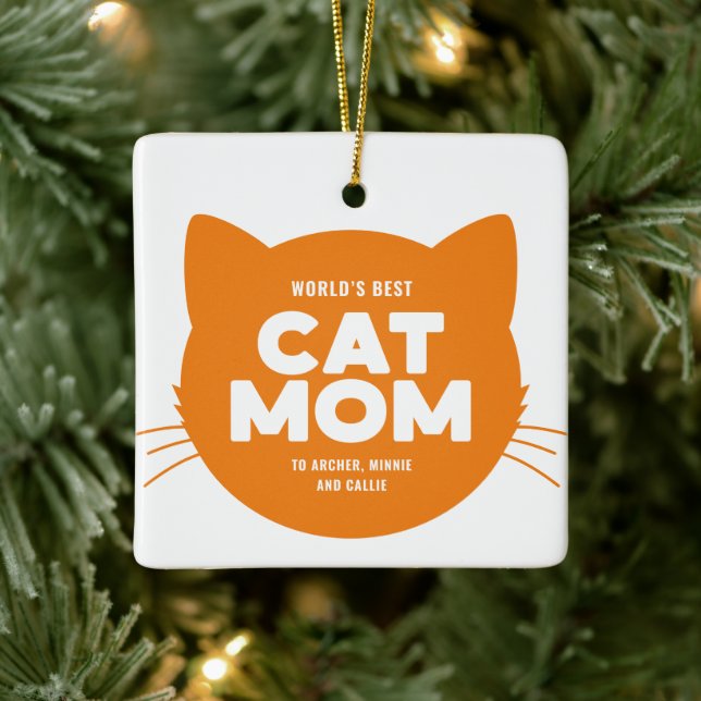 Orange World's Best Cat Mama Keramikornament (Baum)