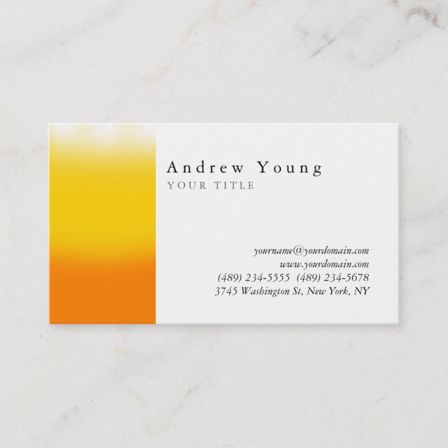 Orange Yelllow White Beruflich Business Card Visitenkarte (Vorderseite)