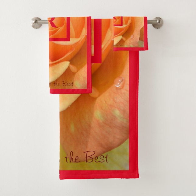 Orange Yellow A Rose ist die Mit Monogramm Badhandtuch Set (Insitu)
