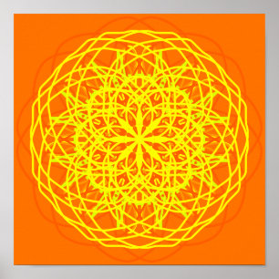 Orange Yellow Abstrakt Art Kaleidoskop Poster
