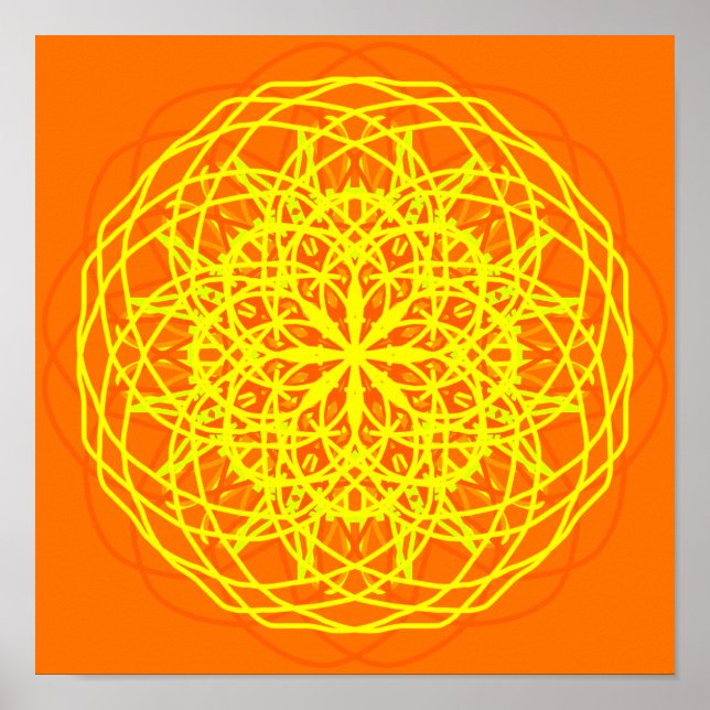 Orange Yellow Abstrakt Art Kaleidoskop Poster (Vorne)