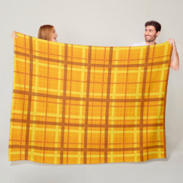 ORANGE YELLOW AUTUMN KARIERT PATTERN FLEECEDECKE