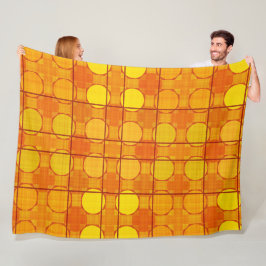 ORANGE YELLOW AUTUMN KARIERT PATTERN FLEECEDECKE