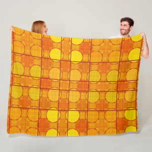 ORANGE YELLOW AUTUMN KARIERT PATTERN FLEECEDECKE