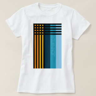 Orange Yellow Blue Black Stripes Name Custom T-Shirt