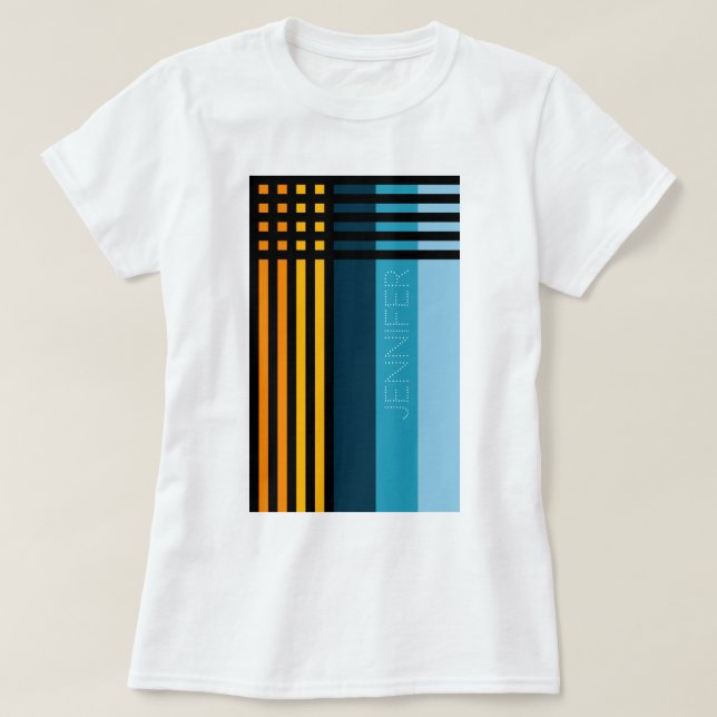 Orange Yellow Blue Black Stripes Name Custom T-Shirt (Design vorne)