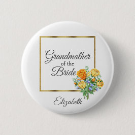 Orange Yellow Blue Floral Großmutter von Bride Button