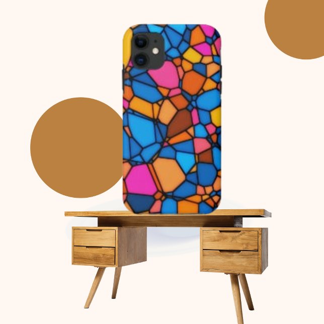 Orange Yellow Blue Pink Brown Mosaik Art Pattern Case-Mate iPhone Hülle (Von Creator hochgeladen)