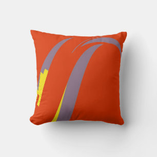 Orange Yellow Blue Retro Abstrakt Art Deco Kissen