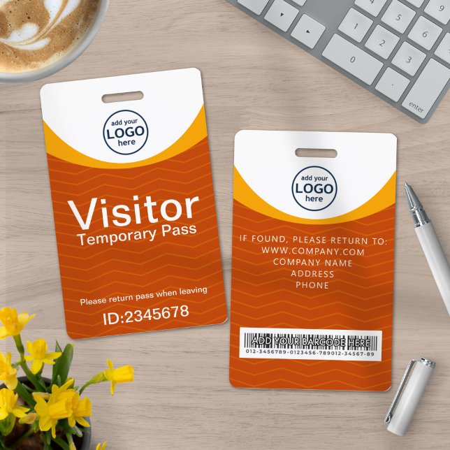 Orange Yellow Corporate Visitor Pass ID Barcode Ausweis (Von Creator hochgeladen)
