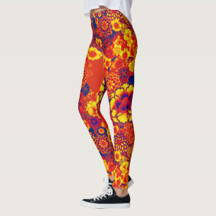 ORANGE YELLOW FLOWERS Peony, Rose Japanisches Blum Leggings