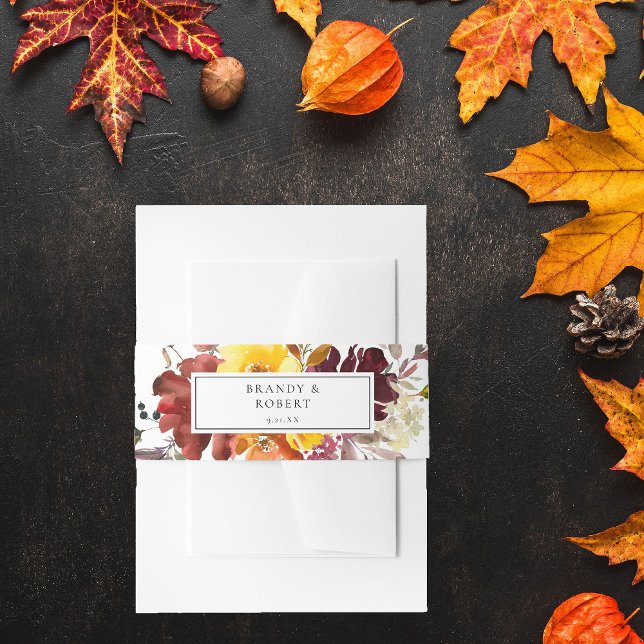 Orange & Yellow Gold Fall Floral 5 Einladungsbanderole (Von Creator hochgeladen)