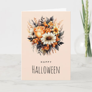 Orange Yellow Gray Blume Bouquet Halloween Karte