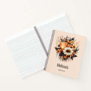 Orange Yellow Gray Blume Bouquet Notizbuch